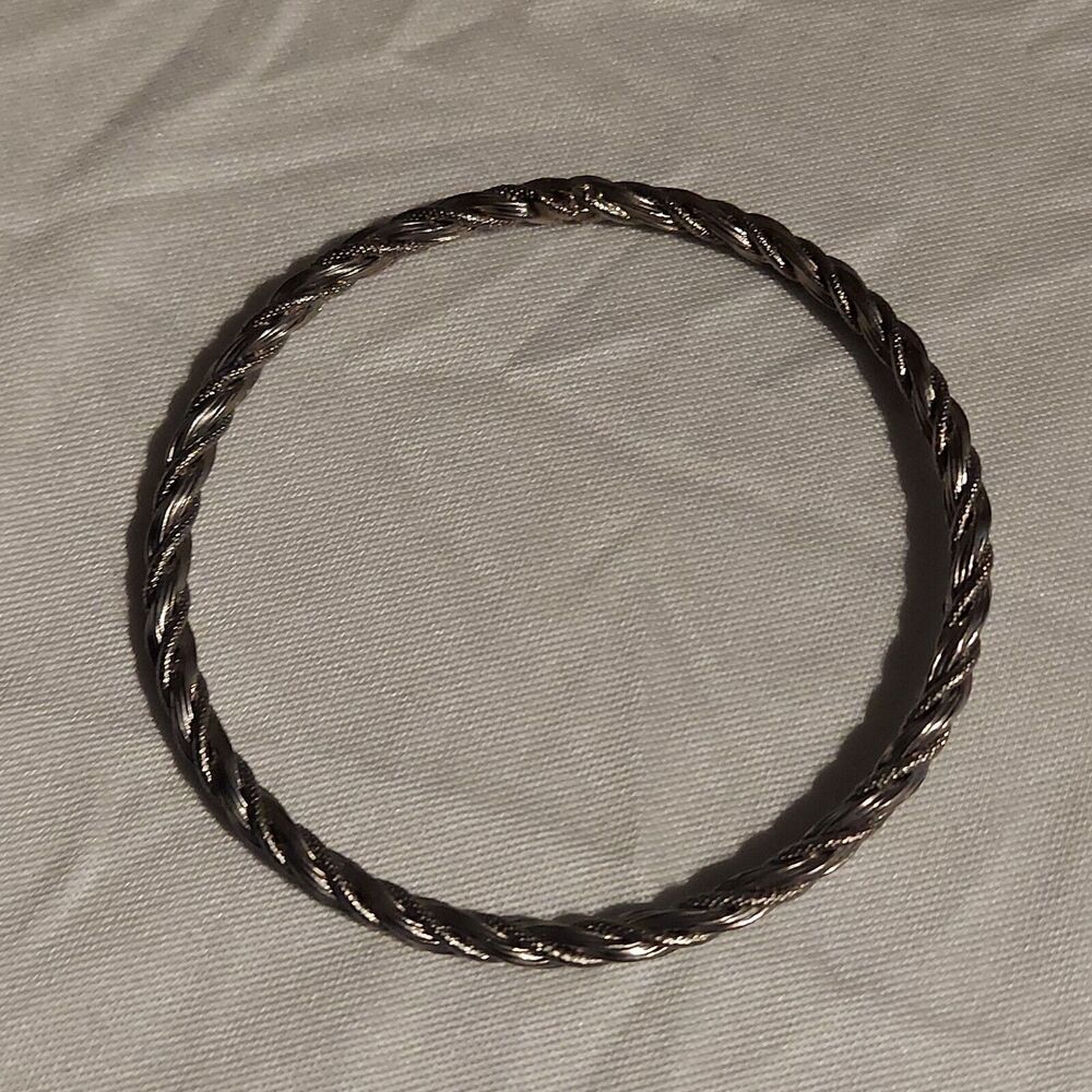 Vintage Metal Bangle Twisted Rope Boho Southwestern Bracelet 6 1/2"
